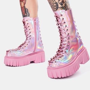 Dolls Kill Holographic Boots